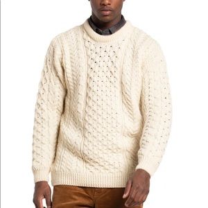 Rue Saint Patrick Men’s Worsted Wool Crewneck Ecru Sweater Size XL NWT